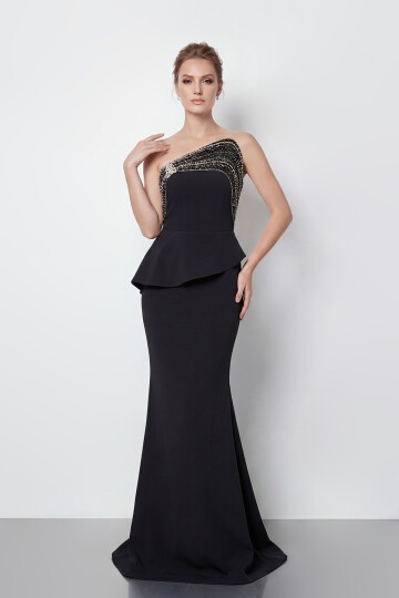 Taş İşlemeli Straplez Elbise - 2040