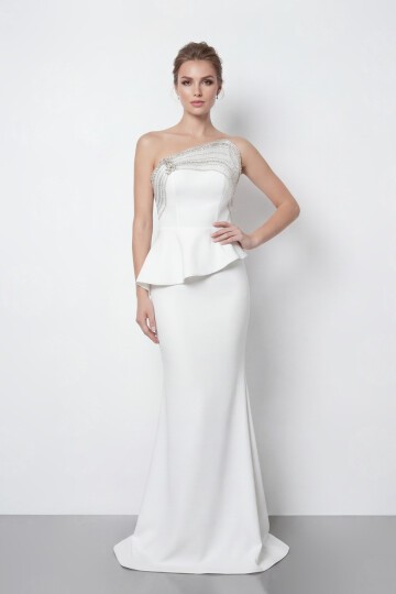 Taş İşlemeli Straplez Elbise - 2040