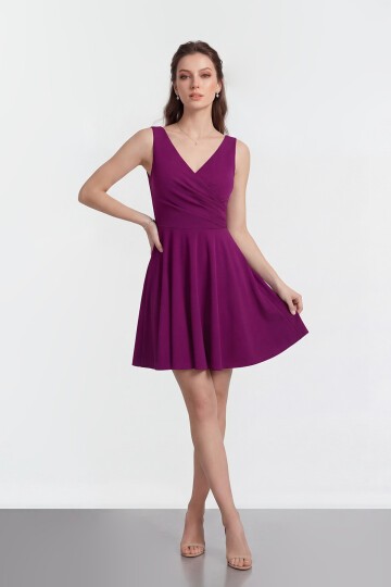 V Yaka Kruvaze Mini Abiye - 2080